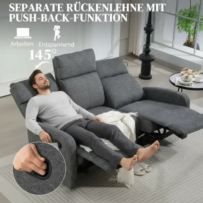 Soffa med Individuellt Ryggstöd Fotstöd 3-Sits Manuell Chenille