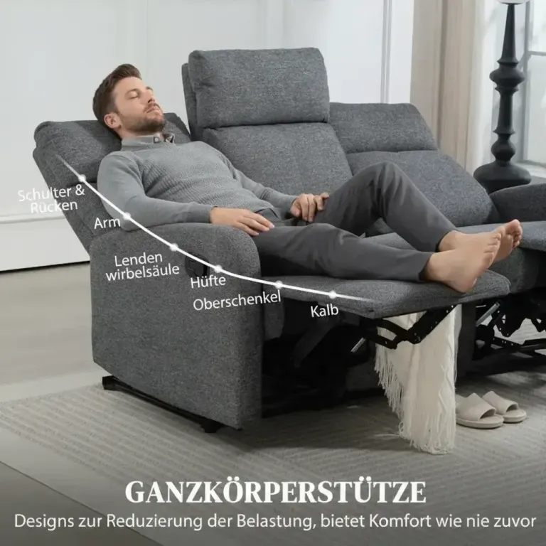 Soffa med Individuellt Ryggstöd Fotstöd 3-Sits Manuell Chenille