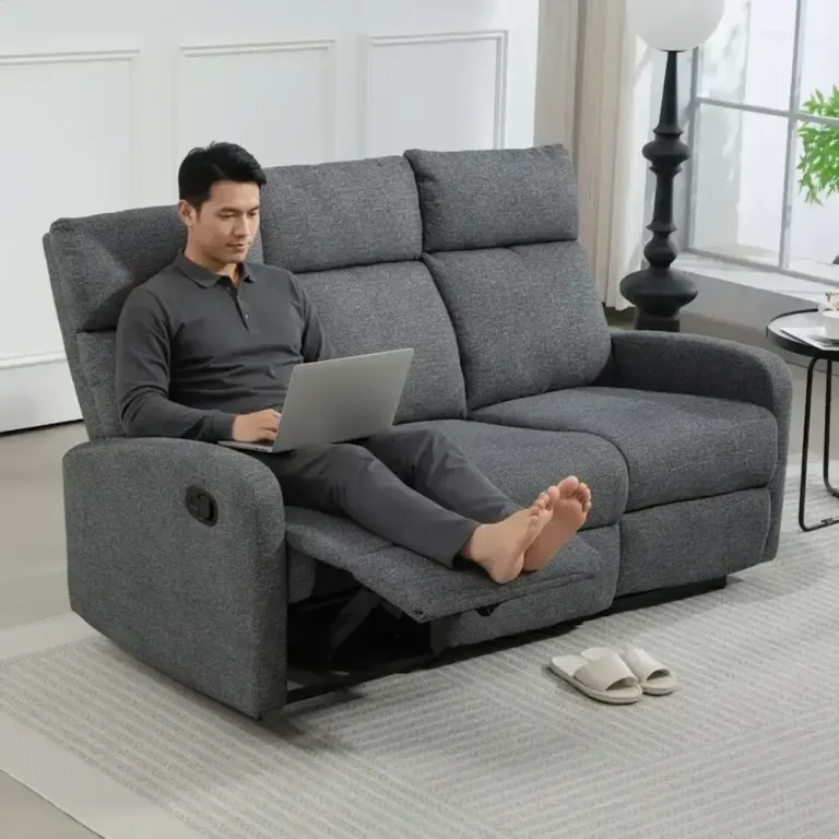 Soffa med Individuellt Ryggstöd Fotstöd 3-Sits Manuell Chenille