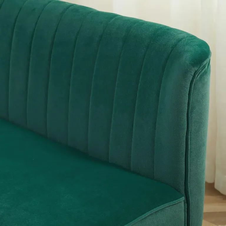 Soffa Retro Design 2-Sits Träben 117cm x 56,5cm x Sitssoffa Mörkgrön
