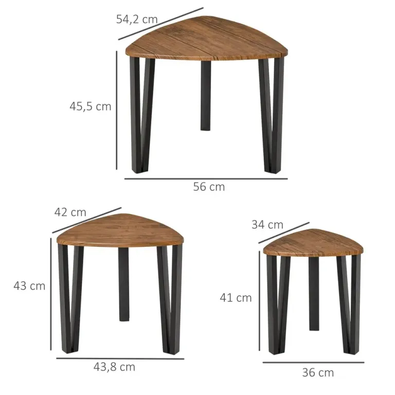 Soffbord 3-Pack Sidobord Staplingsbord Häckbord MDF