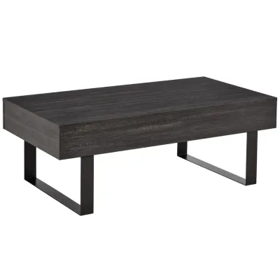 Soffbord med Låda och Hylla Sidobord med Stålram Praktisk Mörkgrå