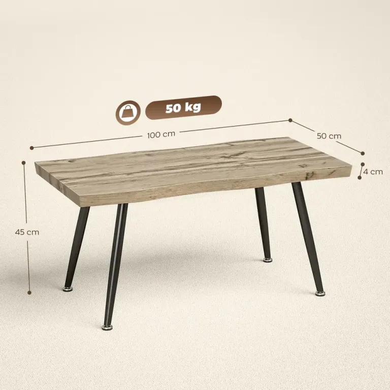 Soffbord och Sidobord med Stålben 4 cm Naturlig Look Skiva Rustik