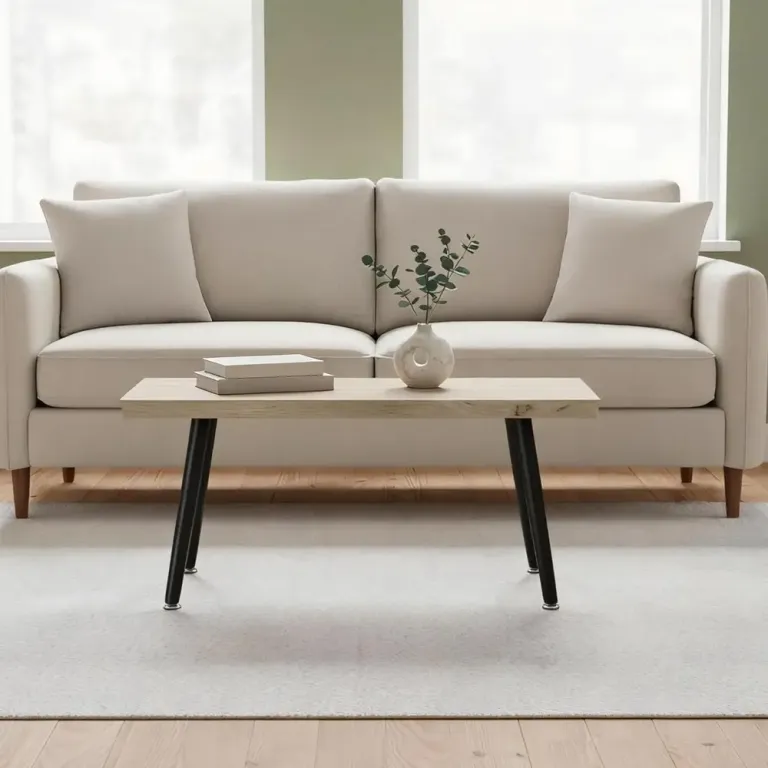 Soffbord och Sidobord med Stålben 4 cm Naturlig Look Skiva Rustik