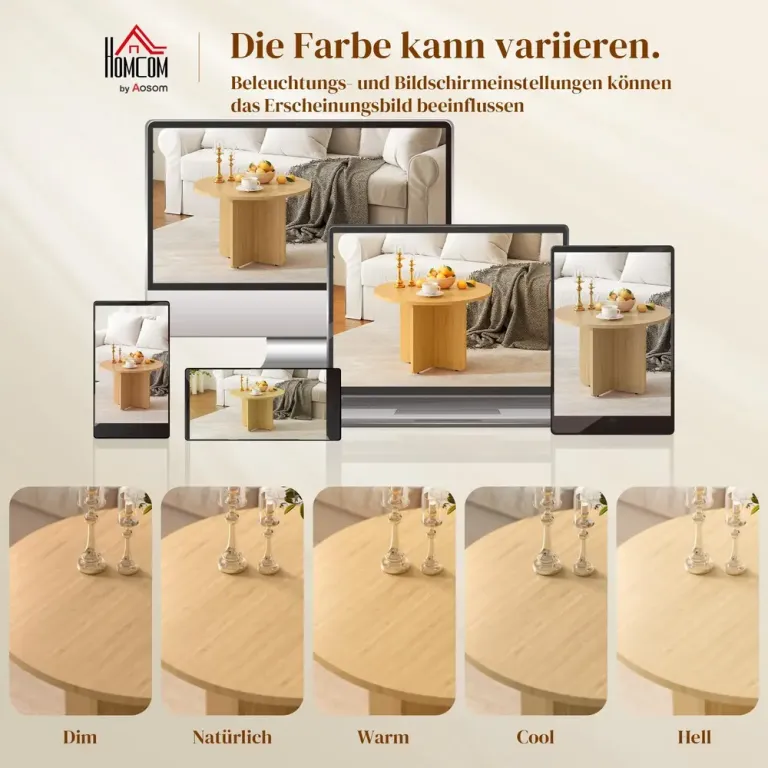 Soffbord Runt Natur Bambu Vardagsrumsbord med Kryssfot