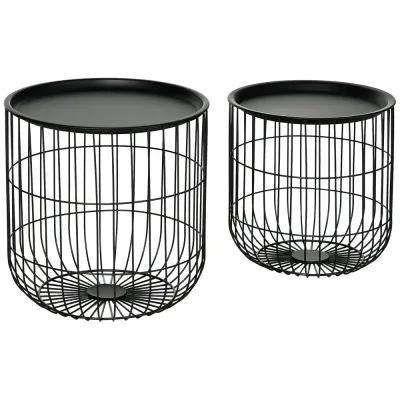 Soffbord Set om 2 Svart av Stål och Inredning Sidobord Scandi Design