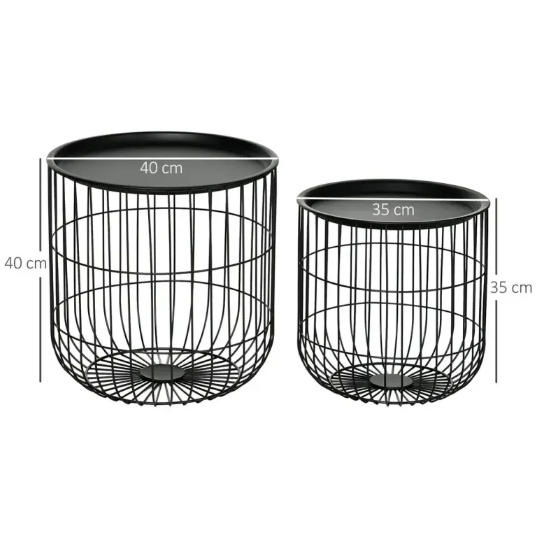 Soffbord Set om 2 Svart av Stål och Inredning Sidobord Scandi Design