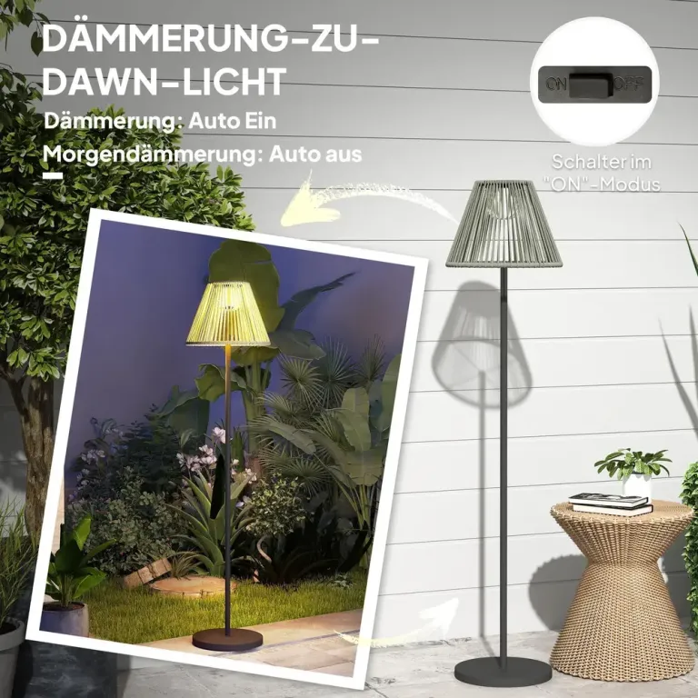 Solar Golvlampa Rottinglampa med Ljussensor Solcell