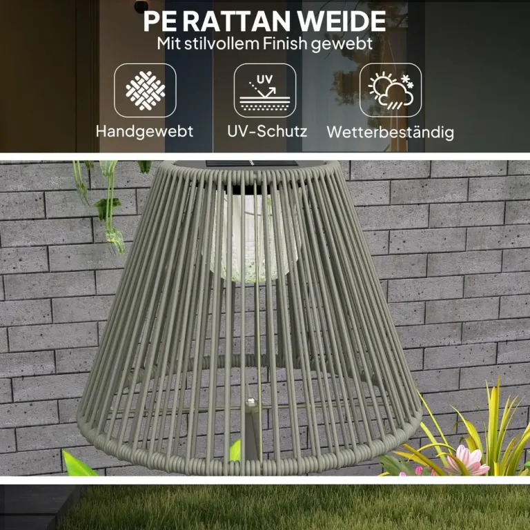Solar Golvlampa Rottinglampa med Ljussensor Solcell