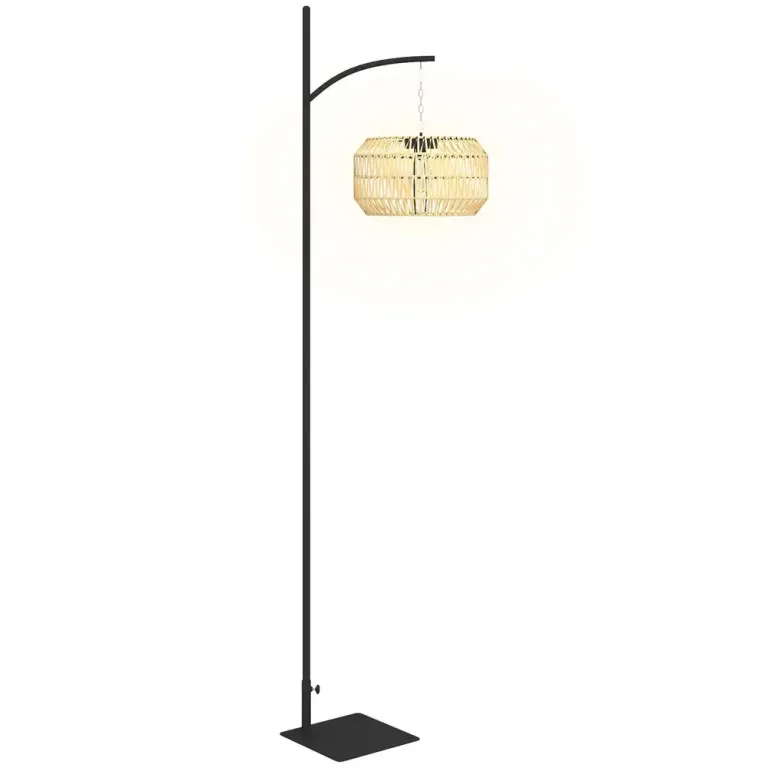 Solar Golvlampa Rottinglampa med Ljussensor Natur Solcell Trädgård