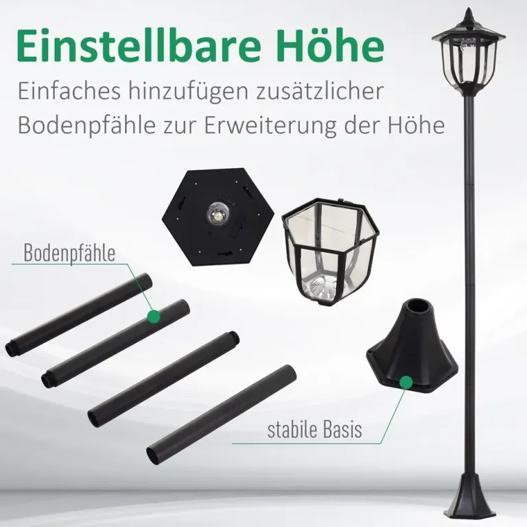 Solar Trädgårdslampa LED Trädgårdslykta Ø26,5 x H177 cm Stolpe Lumen