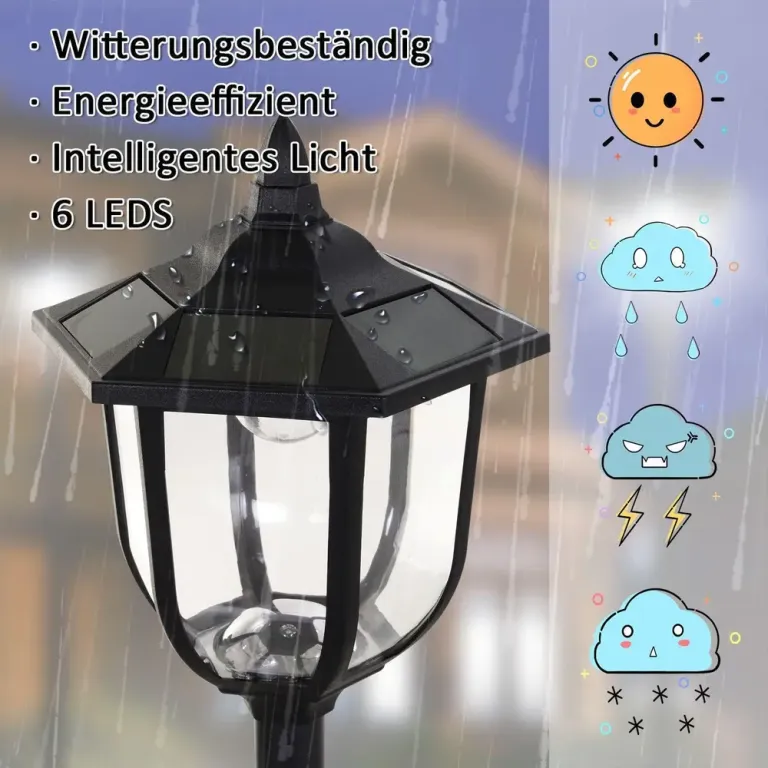 Solar Trädgårdslampa LED Trädgårdslykta Ø26,5 x H177 cm Stolpe Lumen
