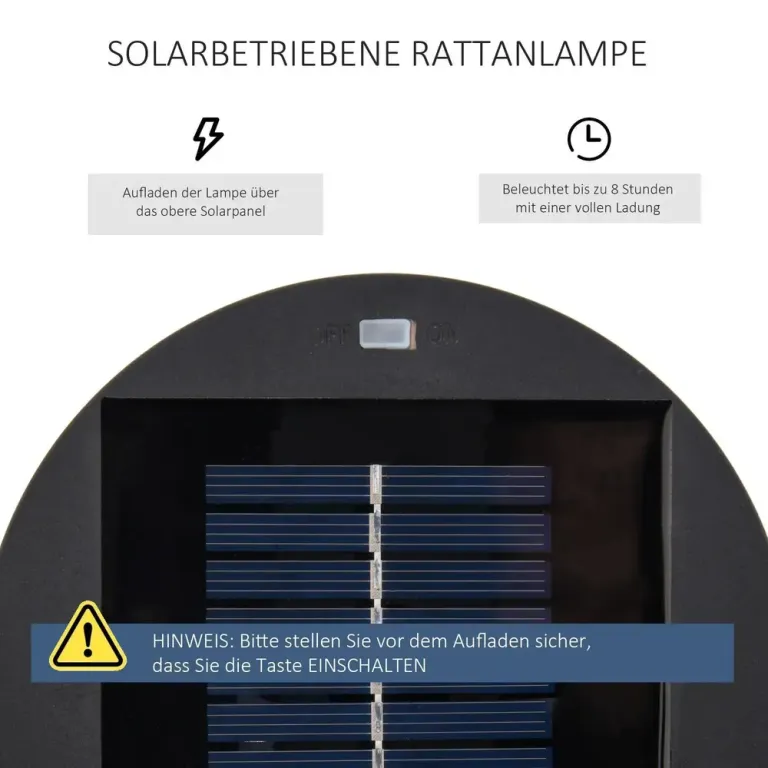 Solcellslampa i Rotting-look Dekorativ 21,5 x x 61 cm Utomhus Timmar
