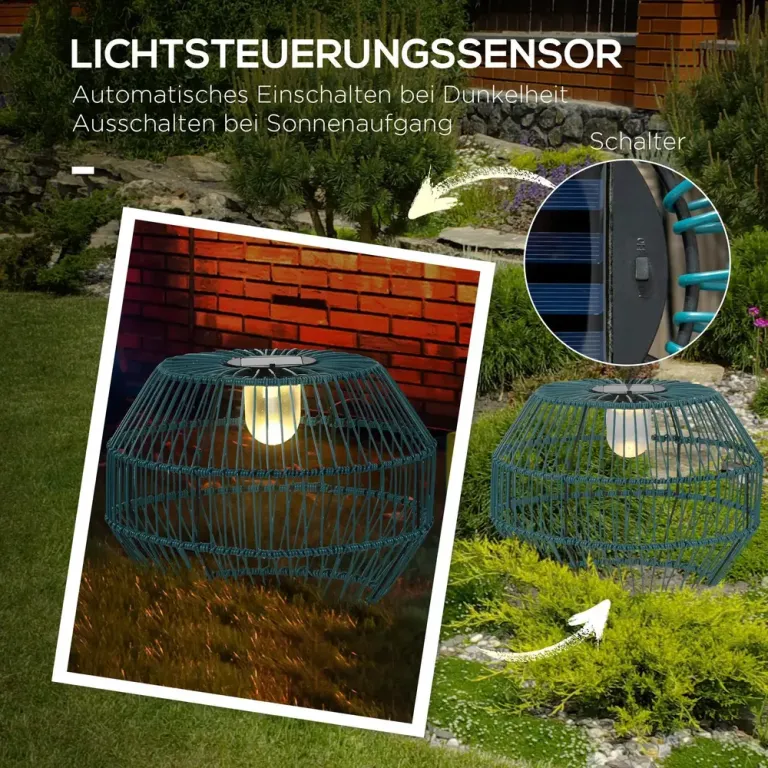 Solcellslampa i Trumma- Dekorativ Trädgårdslampa med LED