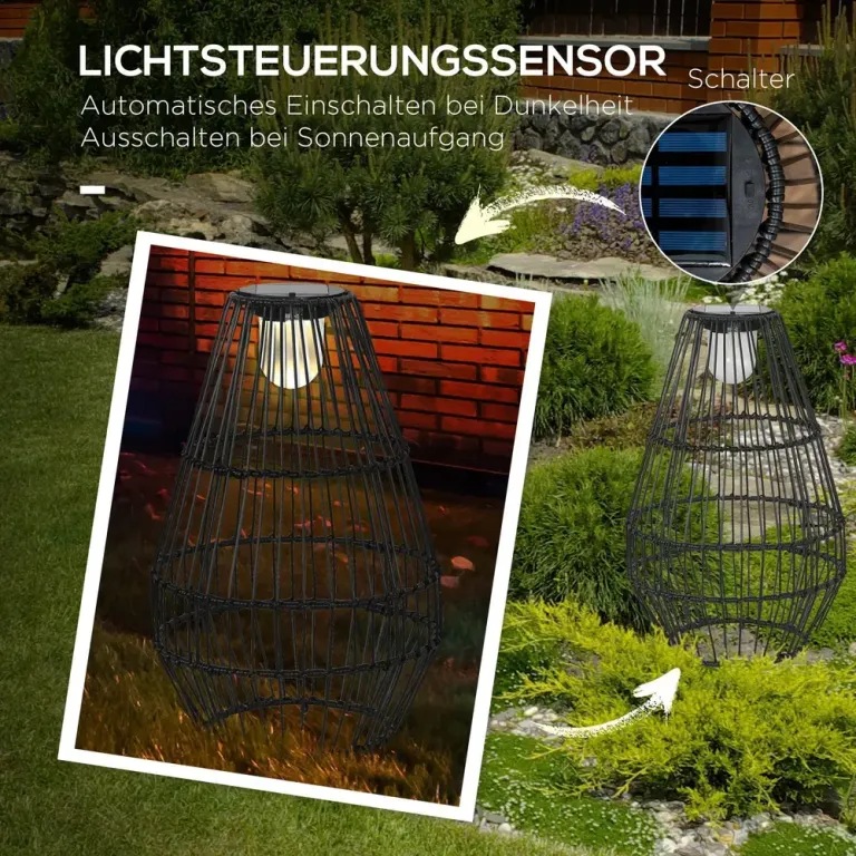 Solcellslampa i Trumma- Dekorativ Trädgårdslampa med LED