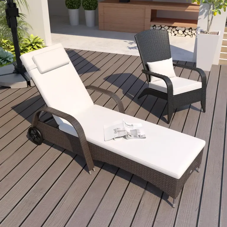 Solsäng Hållbar Mörkbrun Konstrotting 200 x 73 x 30–103 cm