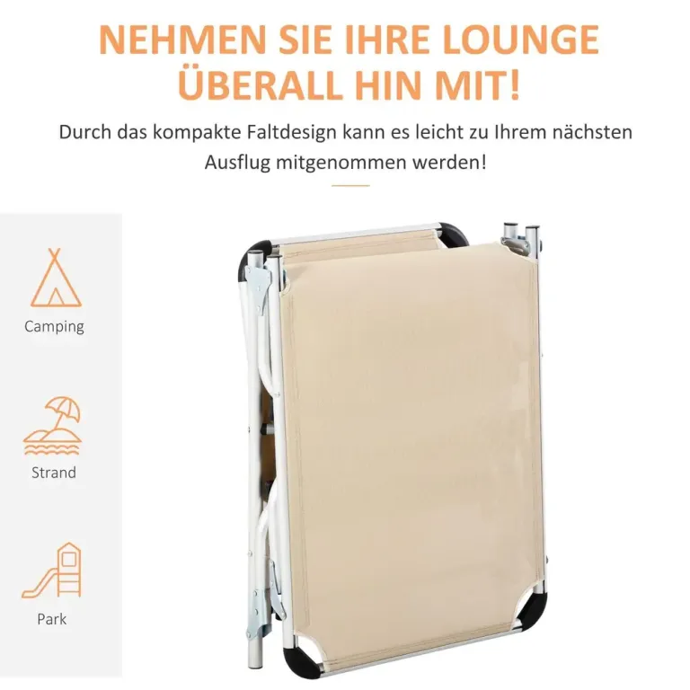 Solsäng i Aluminium Hopfällbar Solstol 170 x 60 x 76 cm