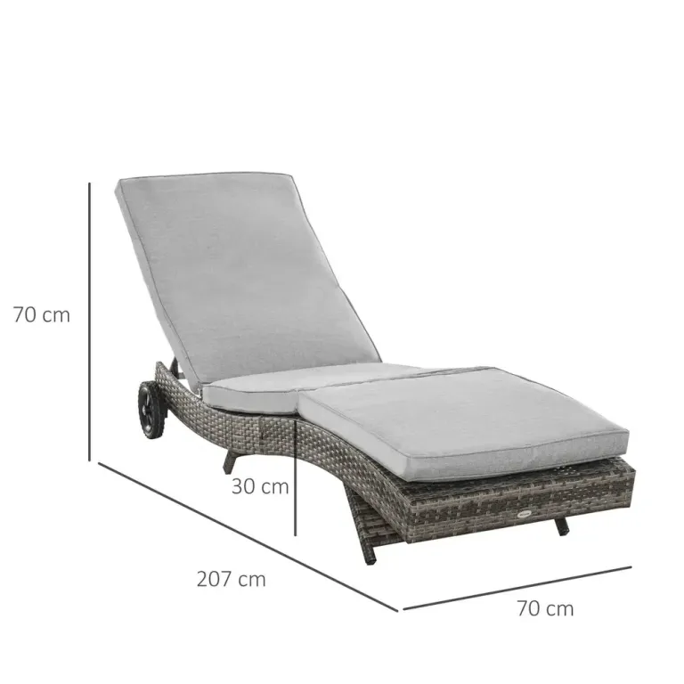 Solsäng i Konstrotting med Dyna 207 x 70 x 70 cm