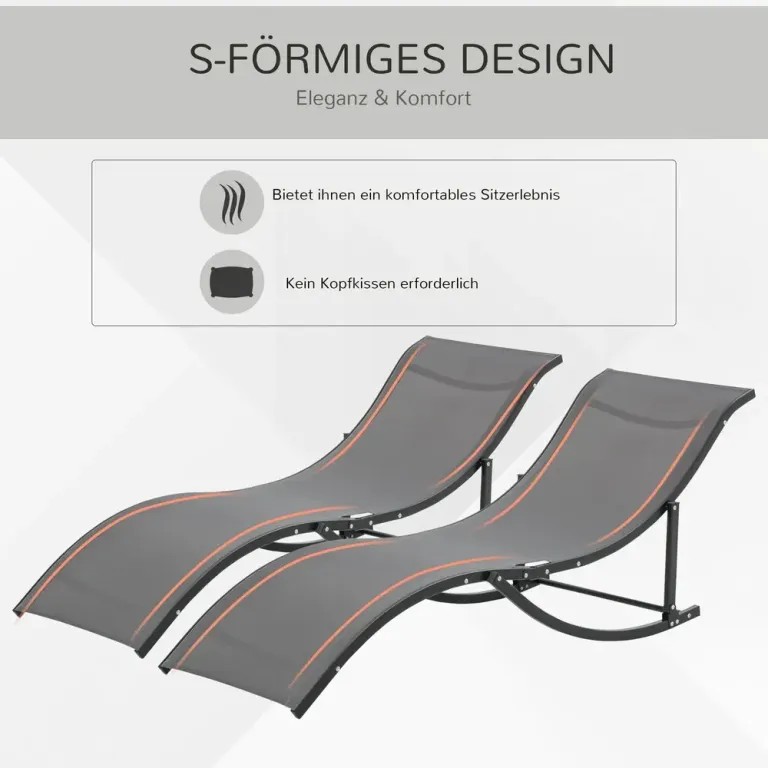 Solsäng Solstol Trädgårdsstolar i Aluminium 2-Pack Ergonomisk