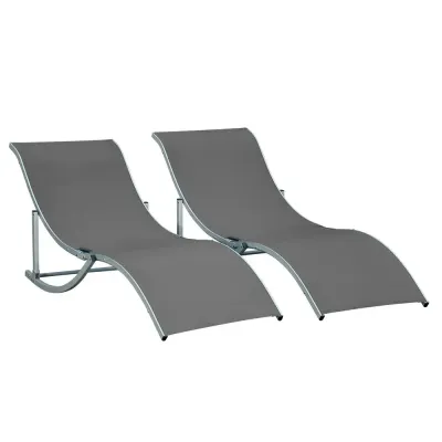 Solsäng Solstol Trädgårdsstolar i Aluminium 2-Pack Ergonomisk