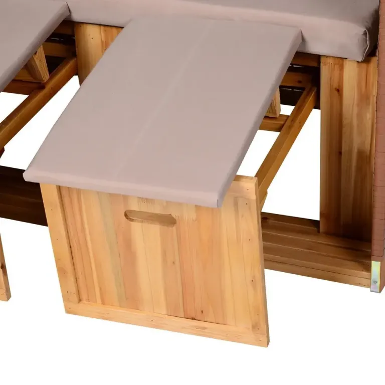 Strandkorg för 2 Personer med Fällbart Bord, Beige