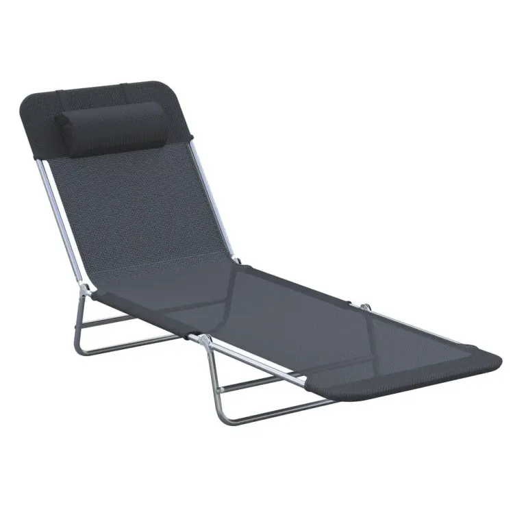 Solstol Relaxsäng Svart Textil Terrass