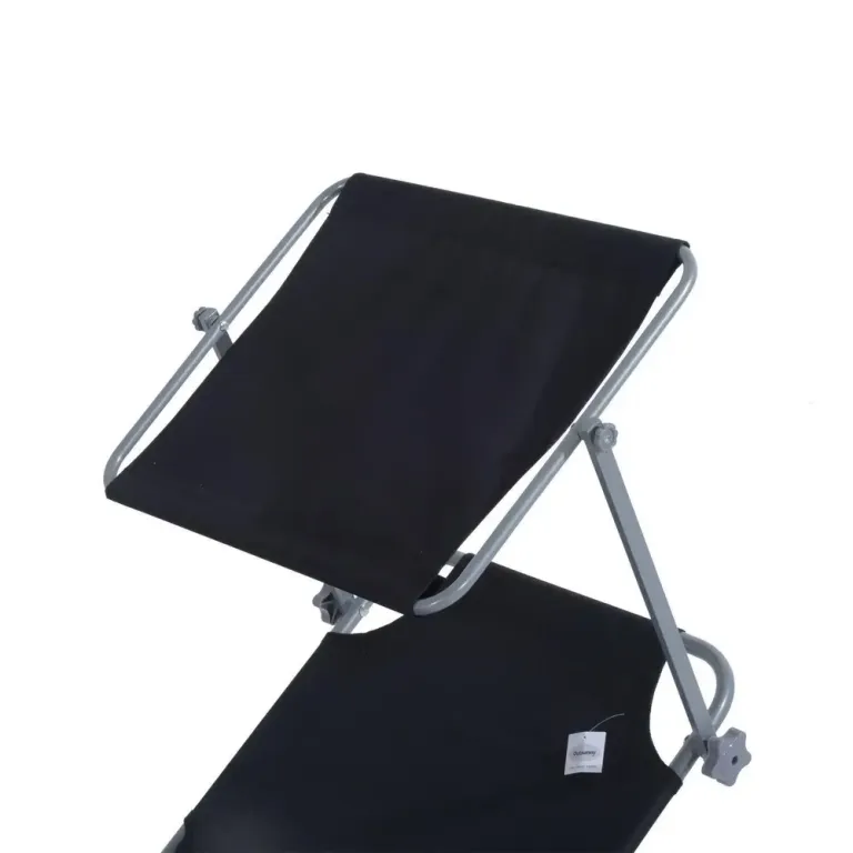 Solstol Svart Metall och Tyg 187 x 58 x 36 cm