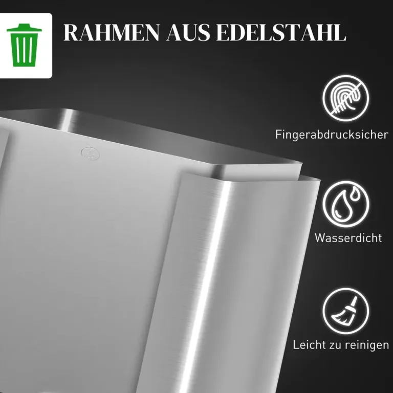 Källsorteringskärl 3 Fack l i Rostfritt Stål Trippel Soptunna Soft