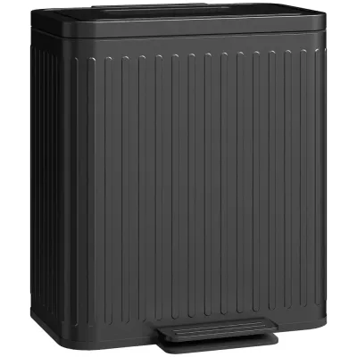 Pedalhink för Källsortering 2 Fack 2 x 20 l, Svart