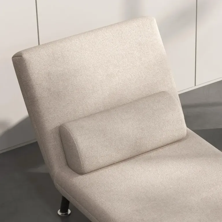 Sovstol Bäddfåtölj Beige av Linnelook och Metall Hopfällbar Ryggstöd