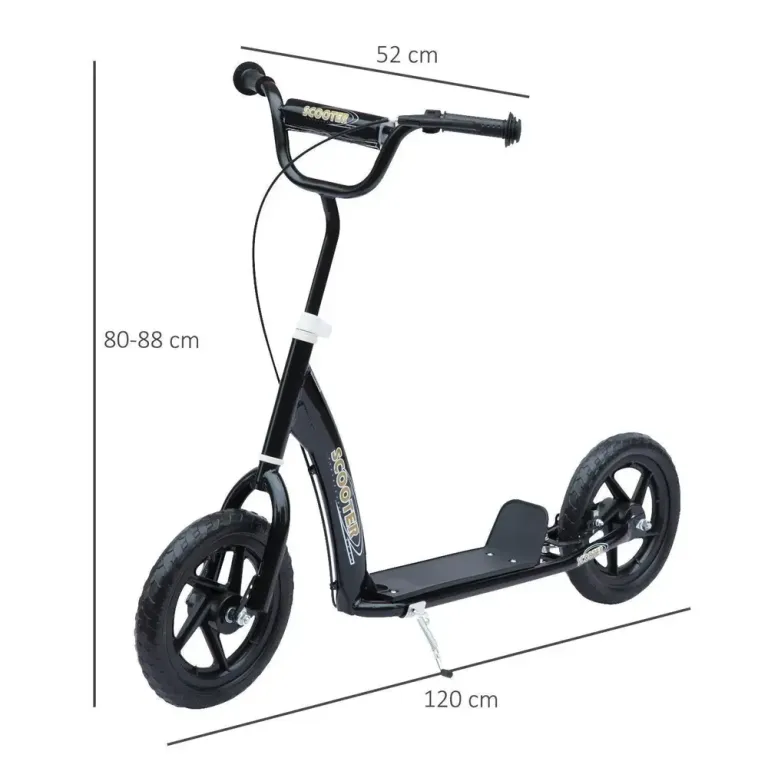 Sparkcykel 12 Tums Hjul Skoter med Handbroms och Stöd Bakbroms