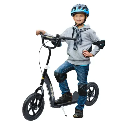 Sparkcykel 12 Tums Hjul Skoter med Handbroms och Stöd Bakbroms
