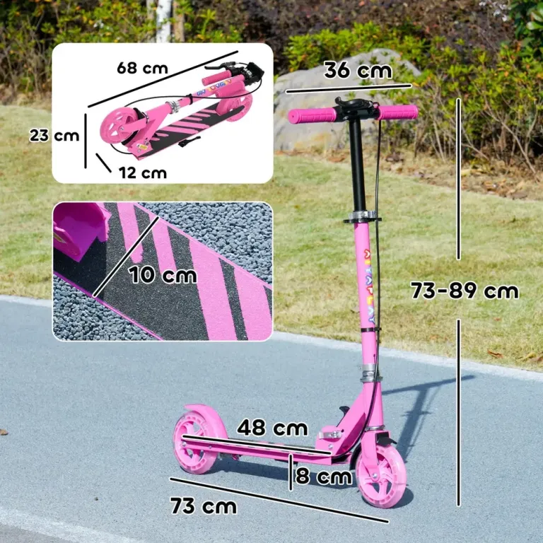 Sparkcykel Barnsparkcykel Hopfällbar Rosa av Metall Justerbar Hjul