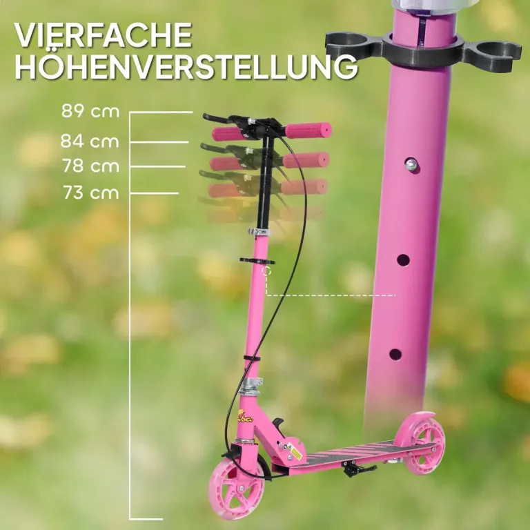 Sparkcykel Barnsparkcykel Hopfällbar Rosa av Metall Justerbar Hjul