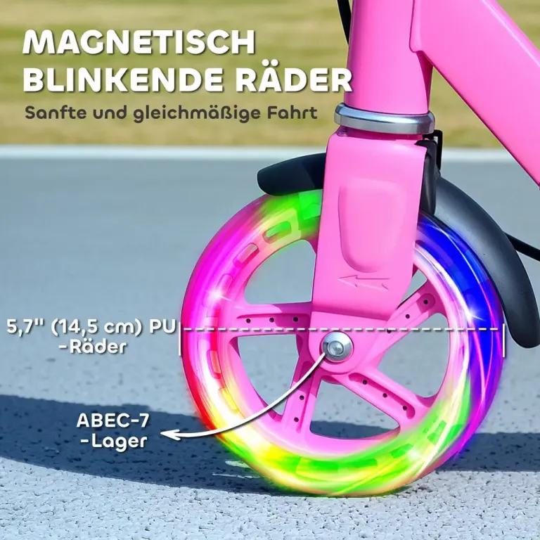 Sparkcykel Barnsparkcykel Hopfällbar Rosa av Metall Justerbar Hjul