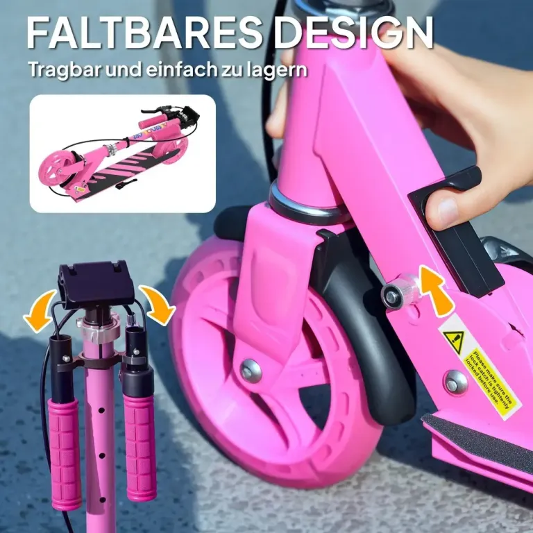 Sparkcykel Barnsparkcykel Hopfällbar Rosa av Metall Justerbar Hjul