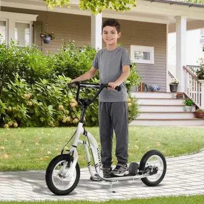 Sparkcykel för Barn med 12-Tums Lufthjul, Vit Skoter Luftgummi Däck