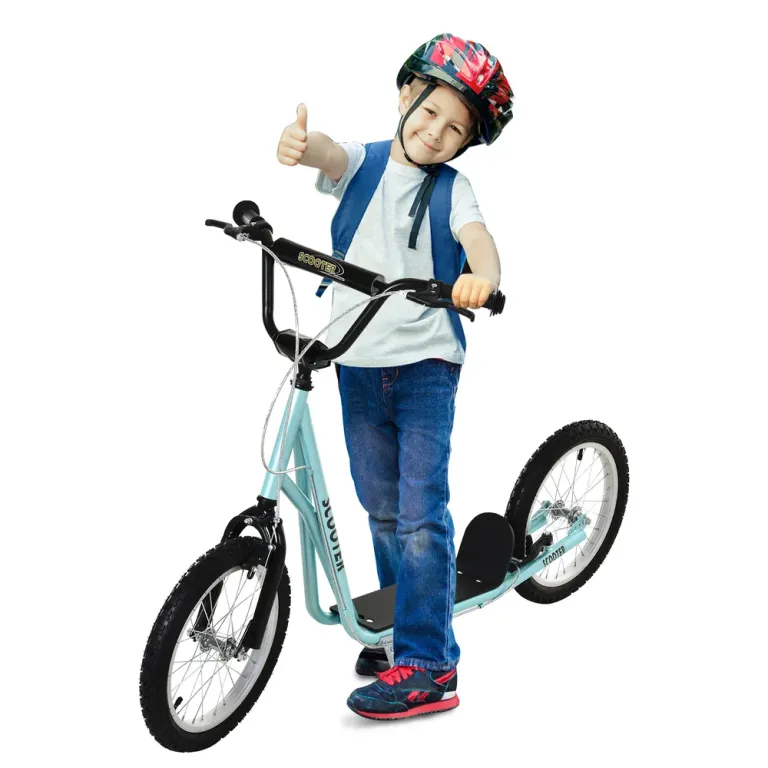 Sparkcykel för Barn med Broms, Ljusblå Skoter Luftgummi Däck
