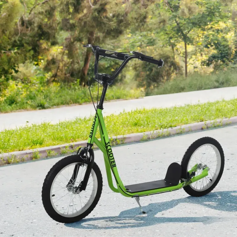 Sparkcykel för Barn med Handbroms, Grön Luftgummidäck