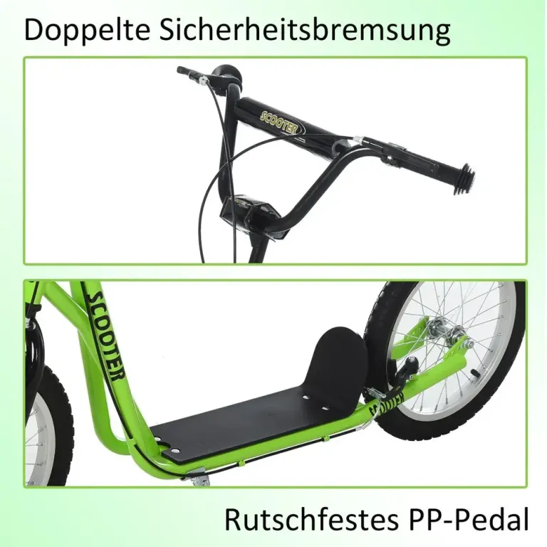 Sparkcykel för Barn med Handbroms, Grön Luftgummidäck
