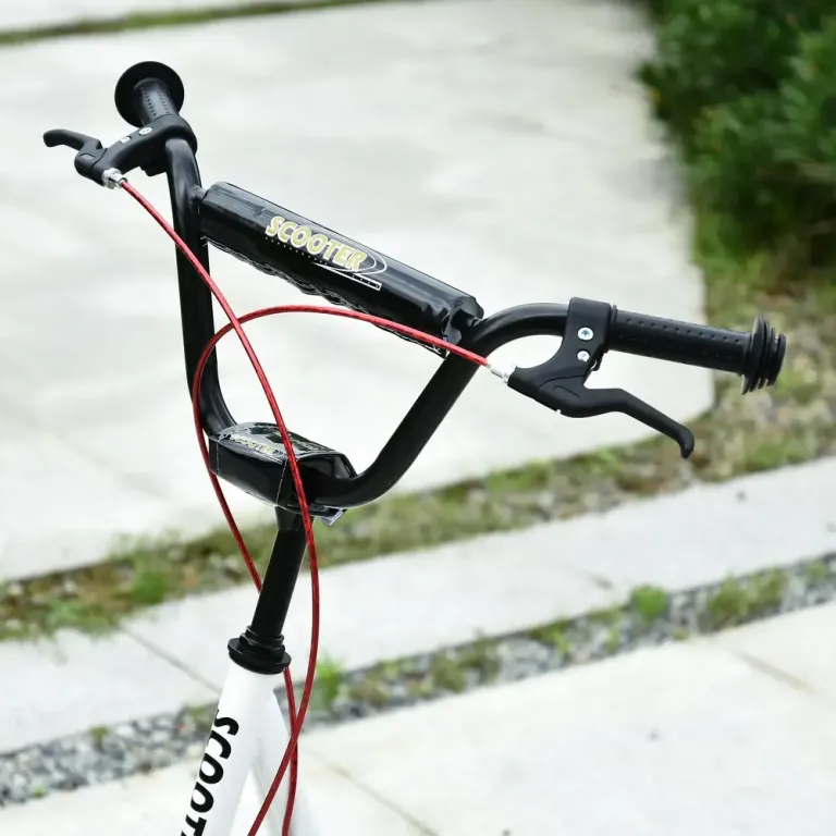 Sparkcykel för Barn med Handbroms, Vit Skoter Luftgummi Däck
