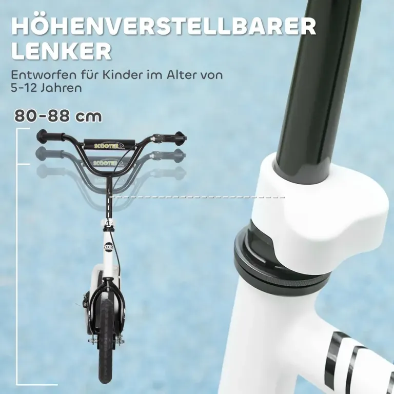 Sparkcykel för Barn med Handbroms, Vit Hjul Höjdjusterbart Styre
