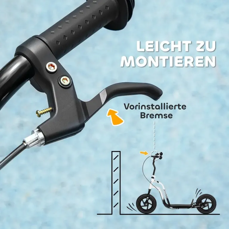 Sparkcykel för Barn med Handbroms, Vit Hjul Höjdjusterbart Styre