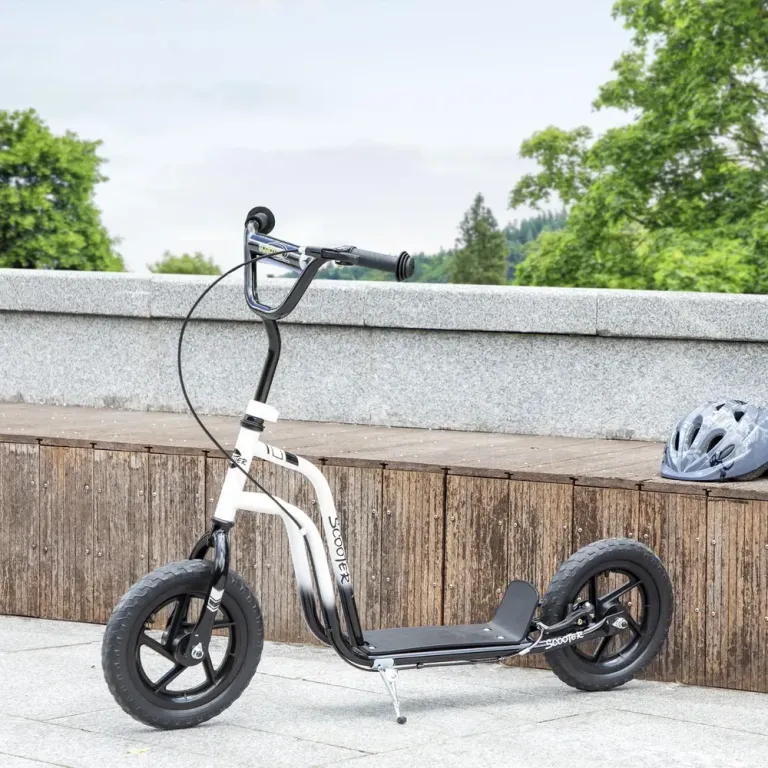 Sparkcykel för Barn med Handbroms, Vit Hjul Höjdjusterbart Styre
