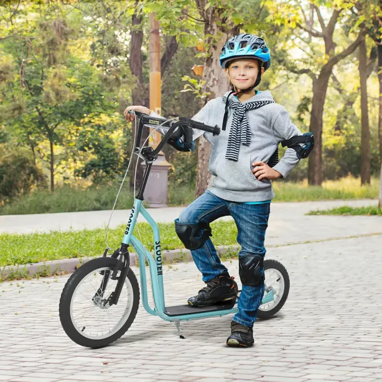 Sparkcykel för Barn med Lufthjul, Blå Skoter Luftgummi Däck