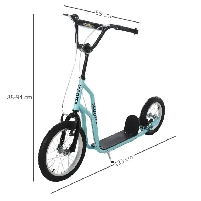 Sparkcykel för Barn med Lufthjul, Blå Skoter Luftgummi Däck