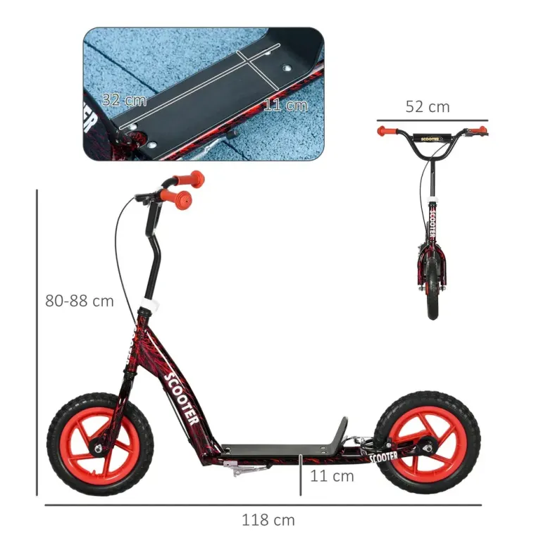 Sparkcykel för Barn med Styre och Broms för Lek och Motion Justerbar
