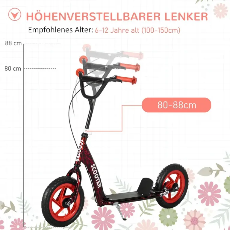 Sparkcykel för Barn med Styre och Broms för Lek och Motion Justerbar