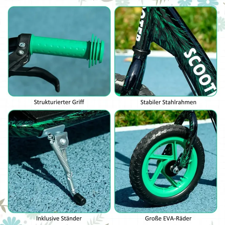 Sparkcykel för Barn med Styre och Broms för Lek och Motion Grön Höjd