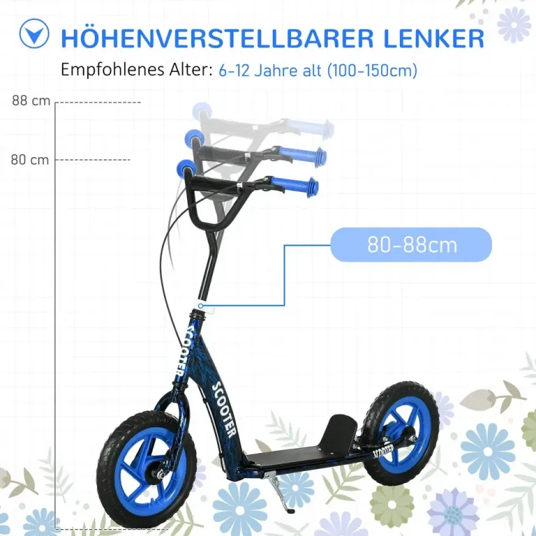 Sparkcykel för Barn med Styre och Broms för Lek och Motion Justerbar